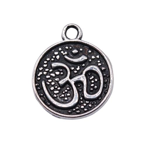 Zinc Alloy Flat Round Pendants antique silver color plated DIY Sold By PC