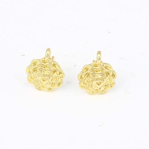 Brass Earring Stud Component, Flower, gold color plated, DIY & for woman, nickel, lead & cadmium free, 24.90x3.90x3.90mm, Sold By Pair