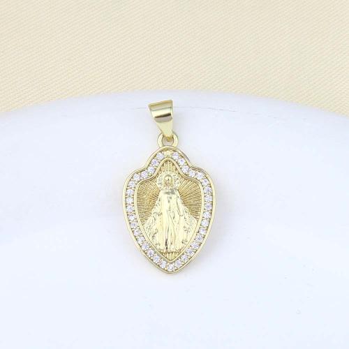 Cubic Zirconia Micro Pave Brass Pendant, gold color plated, DIY & micro pave cubic zirconia, nickel, lead & cadmium free, 21.10x10x5.10mm, Sold By PC
