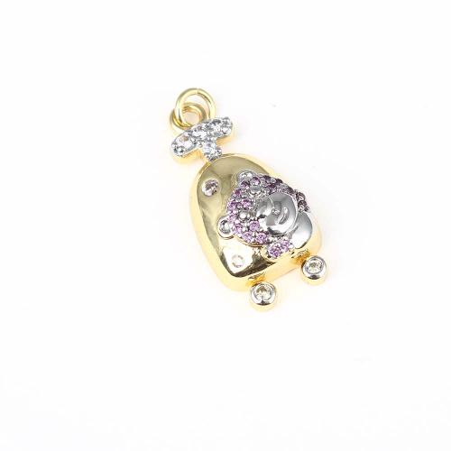 Cubic Zirconia Micro Pave Brass Pendant, gold color plated, DIY & micro pave cubic zirconia, nickel, lead & cadmium free, 17.50x15.70x5.80mm, Sold By PC