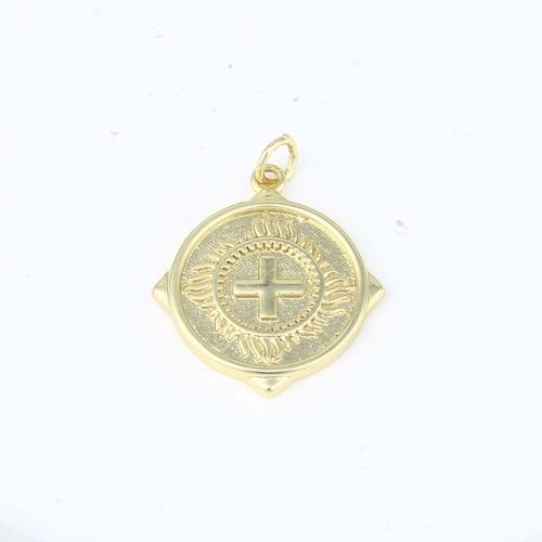 Brass Jewelry Pendants, Round, gold color plated, DIY, nickel, lead & cadmium free, 11.90x8.90x2mm, Sold By PC