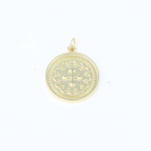 Brass Jewelry Pendants, Round, gold color plated, DIY, nickel, lead & cadmium free, 10.80x10x2.10mm, Sold By PC