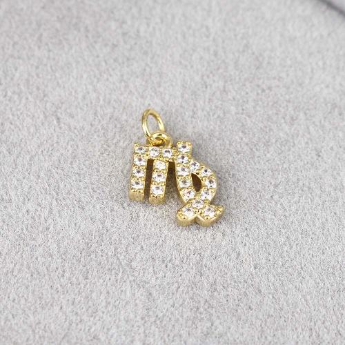 Cubic Zirconia Micro Pave Brass Pendant, gold color plated, DIY & different styles for choice & micro pave cubic zirconia, more colors for choice, nickel, lead & cadmium free, 10x7.20x2mm, Sold By PC
