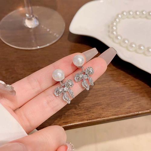 Zinc Alloy Drop Earrings with Resin Pearl silver color plated fashion jewelry silver color nickel lead & cadmium free Sold By Pair