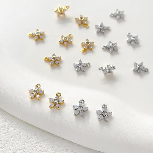Cubic Zirconia Micro Pave Brass Pendant, Flower, plated, DIY & micro pave cubic zirconia, more colors for choice, nickel, lead & cadmium free, 6x7mm, Sold By PC