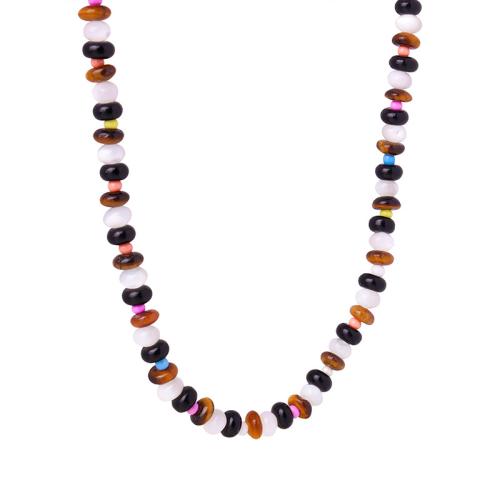 Titanium Steel Necklace, with Jade & Tiger Eye & Agate, with 7cm extender chain, plated, fashion jewelry & for woman, multi-colored, Length:Approx 41 cm, Sold By PC
