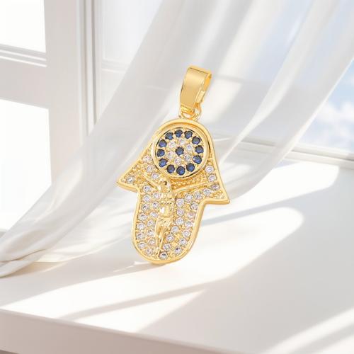 Cubic Zirconia Micro Pave Brass Pendant, Hand, 18K gold plated, DIY & different styles for choice & micro pave cubic zirconia, Sold By PC
