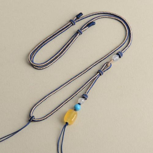 Fashion Necklace Cord Polyester with Beeswax & turquoise & White Agate handmade DIY Length Approx 48-70 cm Sold By Lot