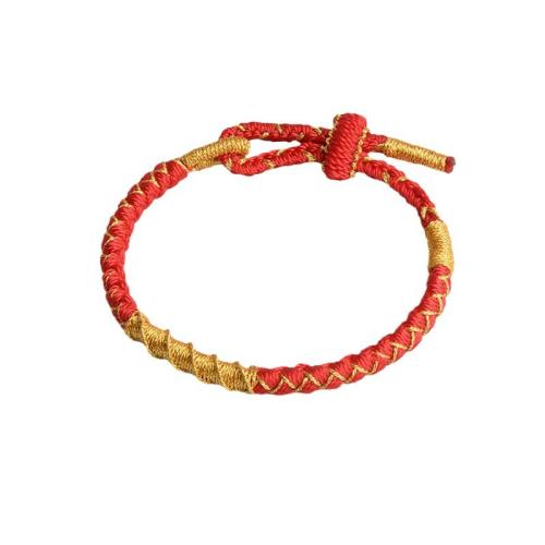 Chaîne tissée Bracelets, Nylon polypropylène, avec Fils d'or, fait à la main, unisexe, rouge, Longueur Environ 13-18 cm, 10PC/lot, Vendu par lot