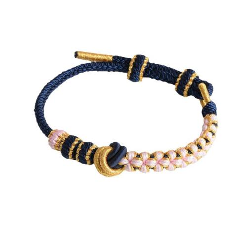 Chain Woven Bracelets, Polyester, with Golden Threads, handmade, Unisex, more colors for choice, Length:Approx 18 cm, 10PCs/Lot, Sold By Lot