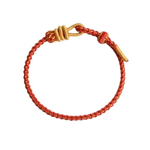 Chain Woven Bracelets, Polyamide, with Golden Threads, handmade, Unisex, red, Length:Approx 18 cm, 10/Lot, Sold By Lot