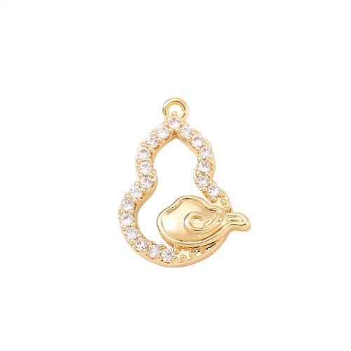 Cubic Zirconia Micro Pave Brass Pendant, Calabash, real gold plated, DIY & micro pave cubic zirconia, more colors for choice, Sold By PC