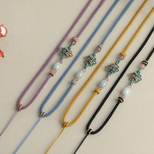Fashion Necklace Cord, Polyester, with Jadeite & White Agate & Strawberry Quartz, handmade, DIY, more colors for choice, Length:Approx 66 cm, 10PCs/Lot, Sold By Lot