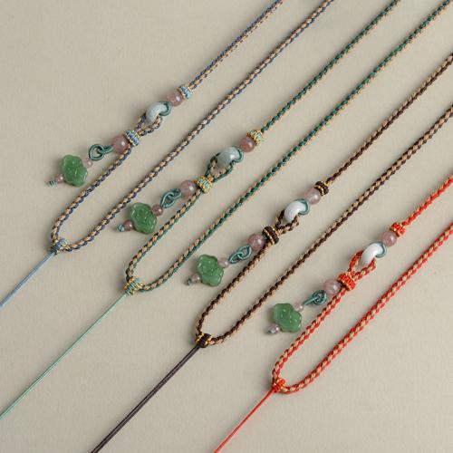 Fashion Necklace Cord, Polyester, with Gemstone & White Agate & Strawberry Quartz, handmade, DIY, more colors for choice, Length:Approx 64 cm, 10PCs/Lot, Sold By Lot