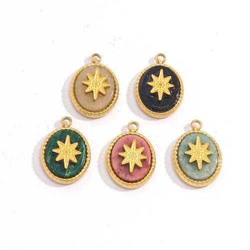 Stainless Steel Pendants 304 Stainless Steel with Natural Stone Vacuum Ion Plating DIY Sold By Bag