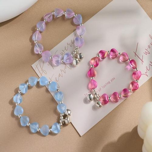 Lampwork Bracelet with Zinc Alloy Heart fashion jewelry & for woman Length Approx 6-8 Inch Sold By PC