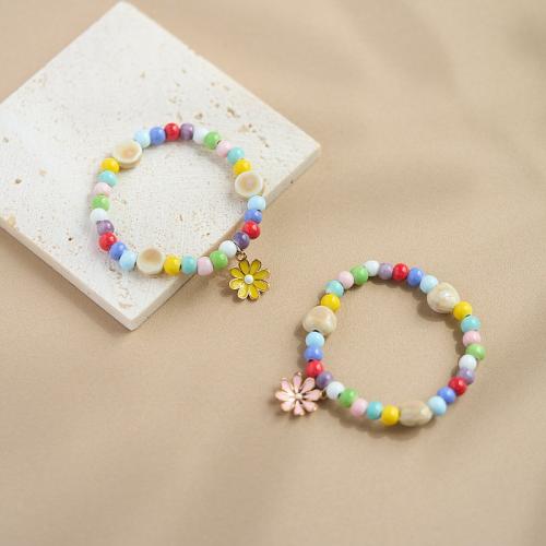 Porcelain Bracelet, with Tibetan Style, Daisy, handmade, fashion jewelry & for woman & enamel, more colors for choice, Length:Approx 6-8 Inch, Sold By PC