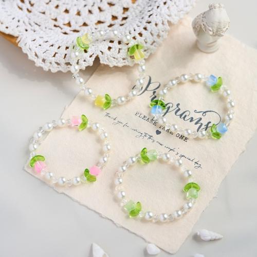 Porcelain Bracelet with Plastic Pearl Tulip handmade fashion jewelry & for woman Length Approx 6-8 Inch Sold By PC
