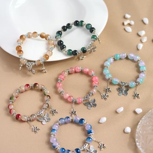 porcelaine bracelet, avec alliage de zinc, papillon, fait à la main, bijoux de mode & pour femme, plus de couleurs à choisir, Longueur Environ 6-8 pouce, Vendu par PC