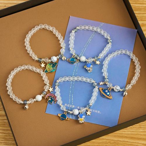 Crystal Bracelet, with Porcelain & Tibetan Style, handmade, Unisex & different styles for choice, Length:Approx 6-8 Inch, Sold By PC