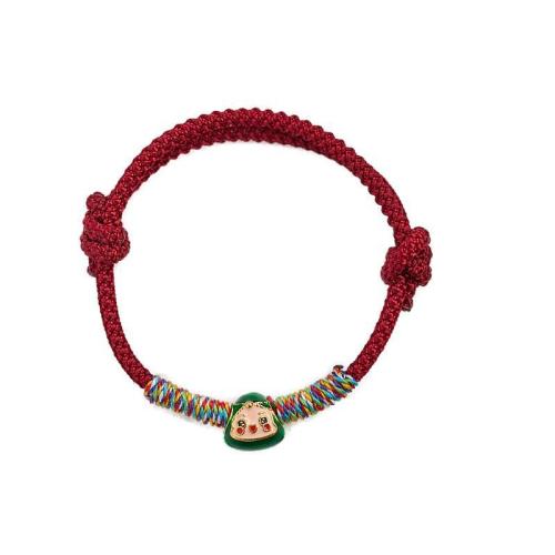 corde de coton bracelet, avec alliage de zinc, Zongzi, fait à la main, unisexe & tressé, plus de couleurs à choisir, Longueur:Environ 6-8 pouce, Vendu par PC