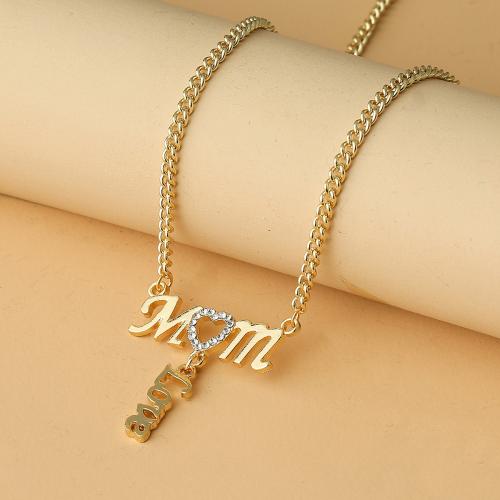 Zinc Alloy Jewelry Necklace with 5cm extender chain gold color plated fashion jewelry & for woman & with rhinestone Length Approx 45 cm Sold By PC