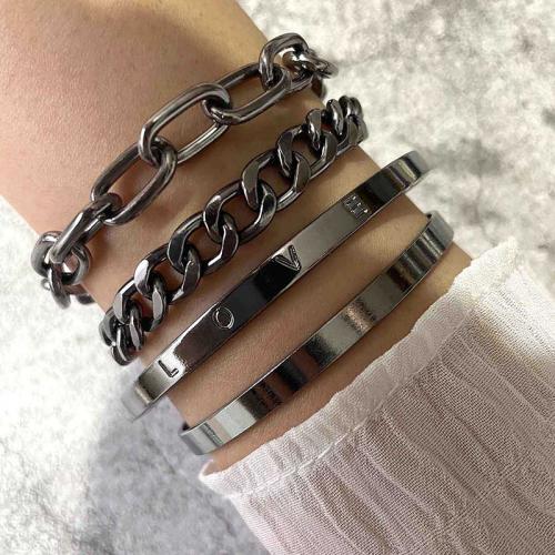 Tibetan Style Bracelet, plated, 4 pieces & fashion jewelry & for woman, more colors for choice, Length:Approx 17 cm, Sold By Set