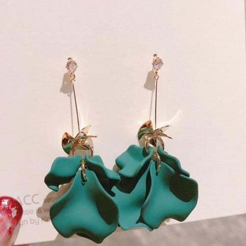 Fashion Fringe Earrings Zinc Alloy with Resin fashion jewelry & for woman & with rhinestone green 45mm Sold By Pair