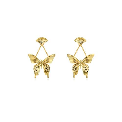 Brass Stud Earring fashion jewelry & for woman golden 30mm Sold By Pair