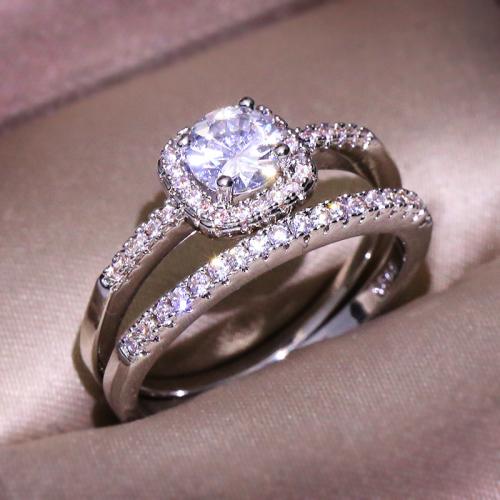 Pár prsteny, Mosaz, 2 kusy & módní šperky & unisex & různé velikosti pro výběr, stříbro, Prodáno By nastavit