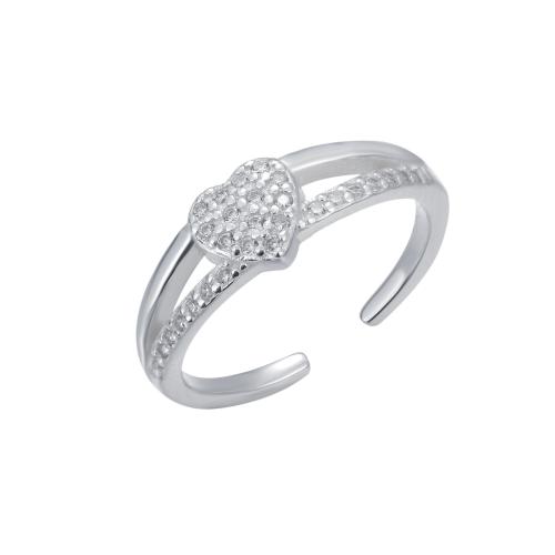 925 Sterling Silver Toe Ring, Heart, fashion jewelry & micro pave cubic zirconia & for woman, Sold By PC