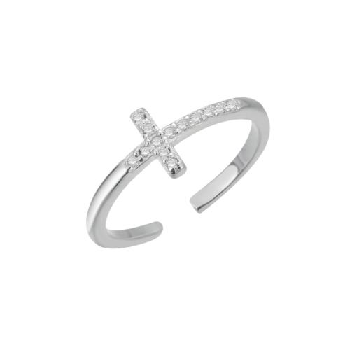925 Sterling Silver Toe Ring, Cross, fashion jewelry & micro pave cubic zirconia & for woman, Sold By PC