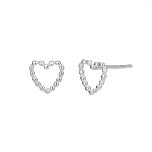925 Sterling Sølv Stud Earring, Heart, mode smykker & for kvinde, 7.50x7.10mm, Solgt af par
