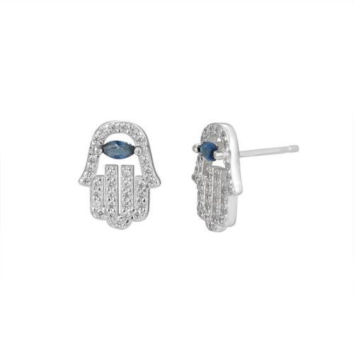 925 Sterling Silver Stud Earring fashion jewelry & micro pave cubic zirconia & for woman Sold By Pair
