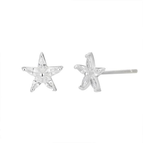 925 Sterling Silver Stud Earring Star fashion jewelry & micro pave cubic zirconia & for woman Sold By Pair