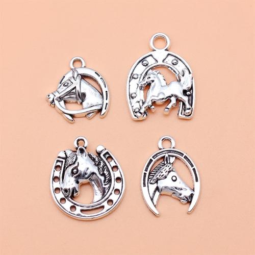 Tibetan Style Animal Pendants, Horse, antique silver color plated, DIY, 4PCs/Set, Sold By Set
