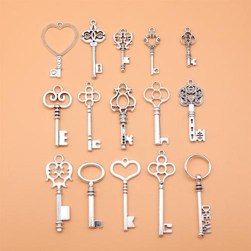 Подвеска- ключ из цинкового сплава , цинковый сплав, Ключ, плакированный цветом под старое серебро, DIY, 15ПК/указан, продается указан