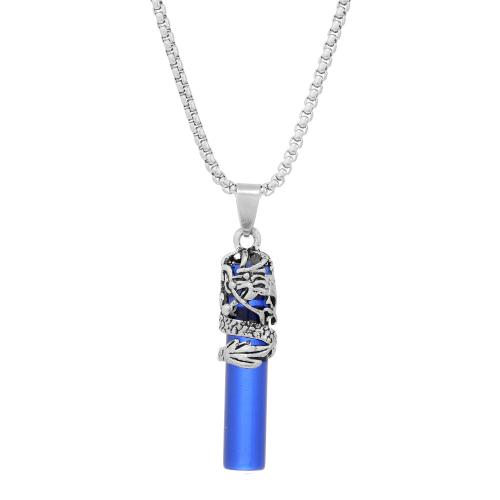 Stainless Steel Jewelry Necklace 304 Stainless Steel Chain with Glass & Zinc Alloy silver color plated fashion jewelry & for man 46mm Length Approx 60 cm Sold By PC