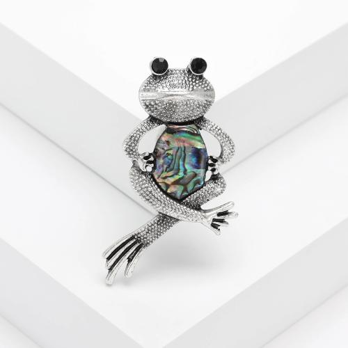 Zinc Alloy Brooches with Abalone Shell Frog silver color plated for woman nickel lead & cadmium free Sold By PC