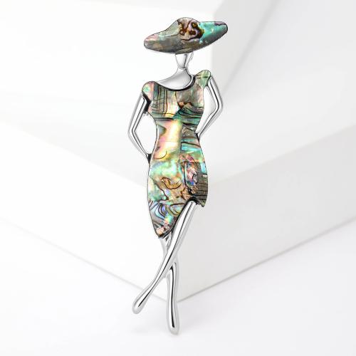 Zinc Alloy Brooches with Abalone Shell silver color plated for woman nickel lead & cadmium free Sold By PC