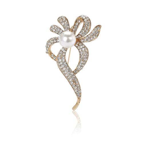 Zinc Alloy Brooches with Plastic Pearl plated for woman & with rhinestone nickel lead & cadmium free Sold By PC