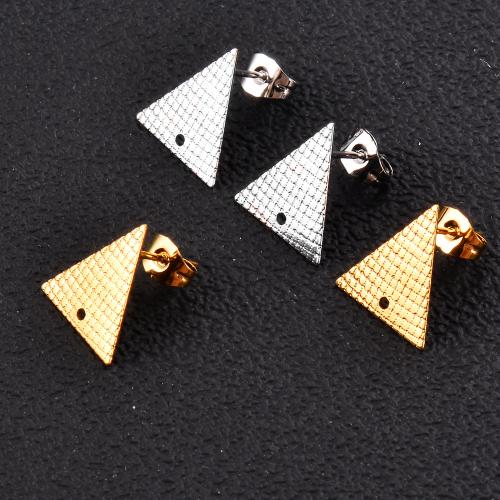 Stainless Steel Earring Stud Component, 304 Stainless Steel, Triangle, plated, DIY, more colors for choice, Sold By PC