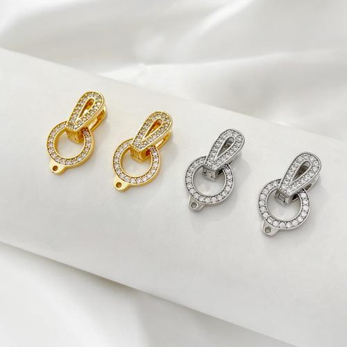 Brass Jewelry Clasps, plated, DIY & micro pave cubic zirconia, more colors for choice, nickel, lead & cadmium free, 12x24mm, Sold By PC