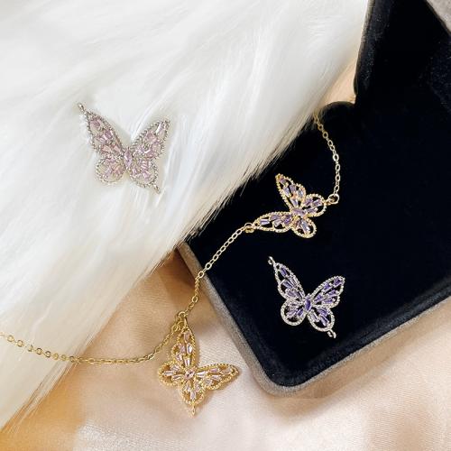 Cubic Zirconia Micro Pave Brass Connector Butterfly plated DIY & micro pave cubic zirconia nickel lead & cadmium free Sold By PC