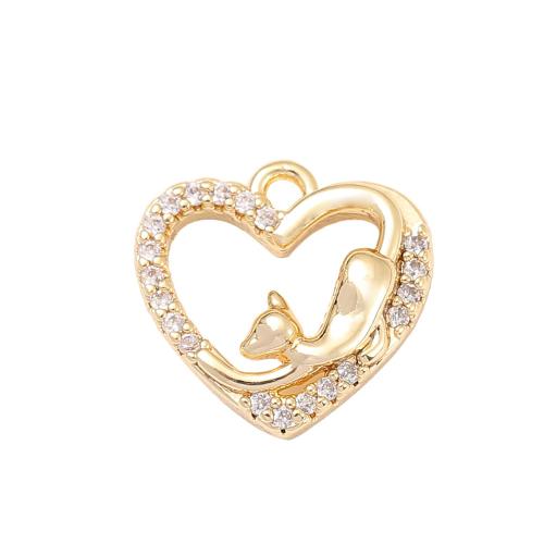 Cubic Zirconia Micro Pave Brass Pendant Heart real gold plated DIY & micro pave cubic zirconia Sold By PC