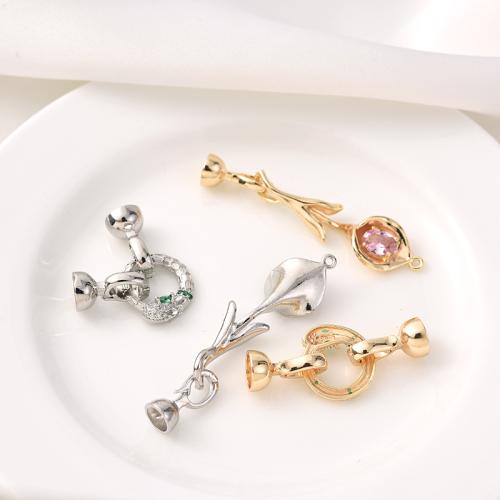 Mässing smycken Knäppen, plated, olika stilar för val & micro bana cubic zirconia & för kvinna, fler färger för val, Säljs av PC