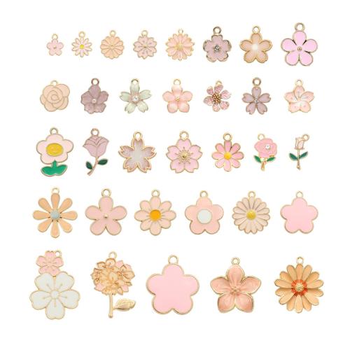 Tibetan Style Enamel Pendants, petals, plated, DIY & different styles for choice, more colors for choice, 10PCs/Lot, Sold By Lot