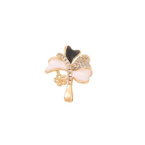 Cubic Zirconia Micro Pave Brass Pendant Flower real gold plated DIY & micro pave cubic zirconia & enamel golden Sold By PC