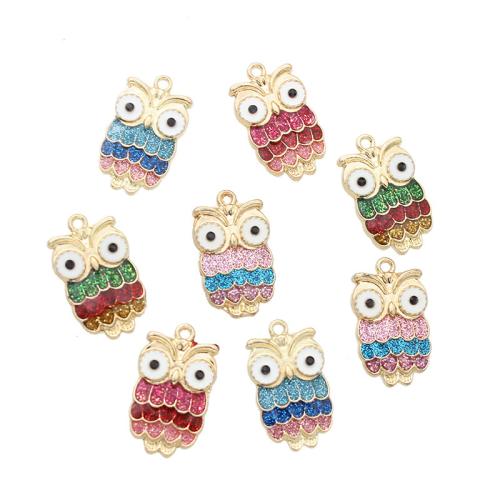 Tibetan Style Enamel Pendants, Owl, plated, DIY & micro pave cubic zirconia, more colors for choice, 10PCs/Lot, Sold By Lot