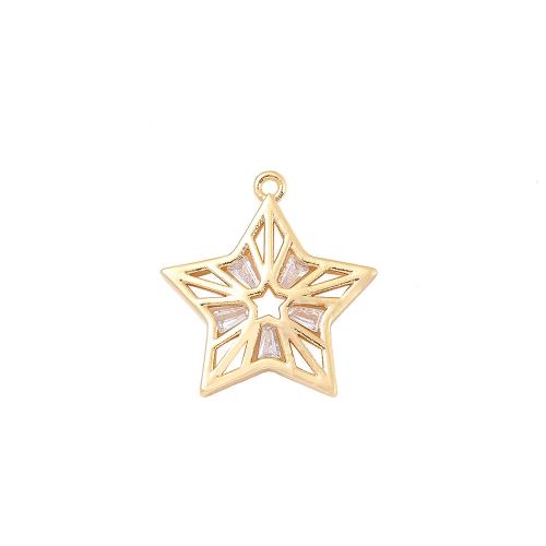 Cubic Zirconia Micro Pave Brass Pendant, Star, real gold plated, DIY & micro pave cubic zirconia, more colors for choice, Sold By PC